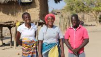 Cynthia (centre) is a community support worker with CBM’s partner ADRA in Gwembe <br/>District, Zambia. With her are Sophina (left) and Gift (right).