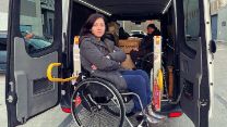 A woman in a wheel chair