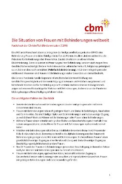 Text mit Überschrift: Die Situation von Frauen mit Behinderungen weltweit