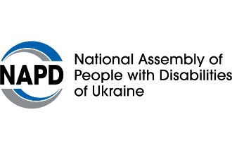 NAPD with a blu-green wave around the letter, National assembly of people with disabilities of Ukraine.