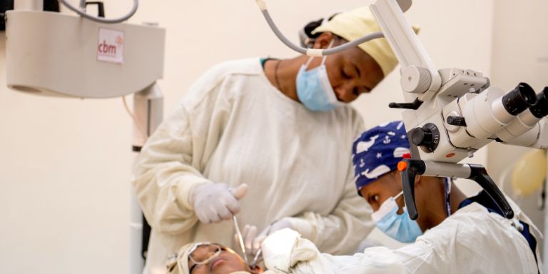 Ear surgery of a little boy