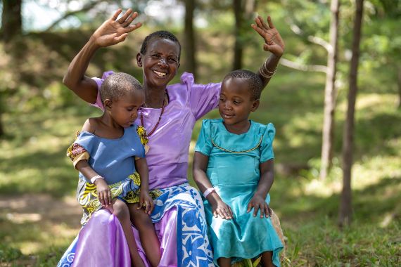 Mageni (4) and Pingwa (7) overcame bilateral congenital cataracts with successful surgery, and their great-grandmother Daka (77) is thrilled to see them enjoy life.