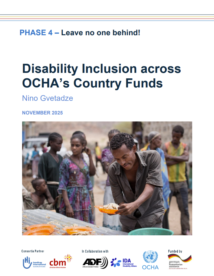 A community member with a physical impairment is allowed to eat at Tartuarwa Primary School in the East Belessa district of Ethiopia on May 17, 2016. Students and other community members with disabilities receive a daily meal and water through a school feeding and water distribution program funded by CBM.