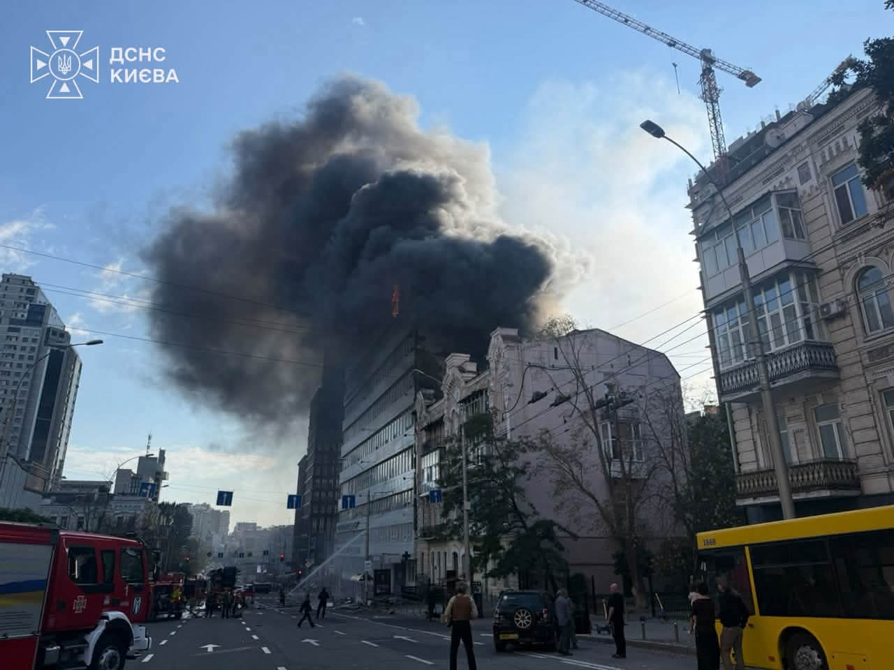 Picture shows an explosion of a building