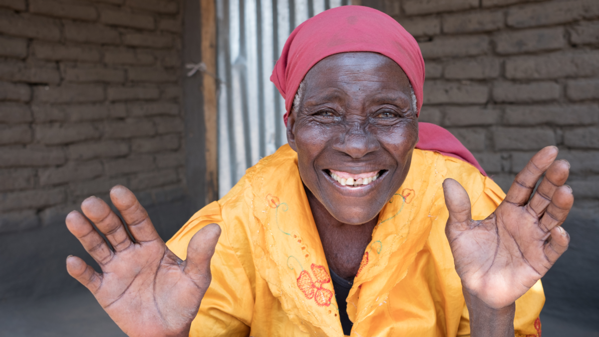 Cataract patient Ezimala Chikora expresses her joy.